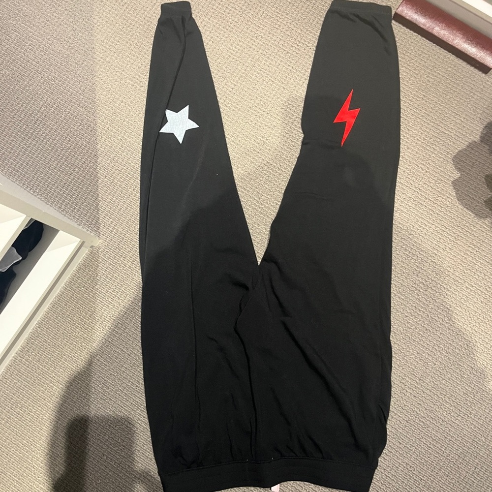 Pj salvage Black Joggers with Red Lightning Bolt